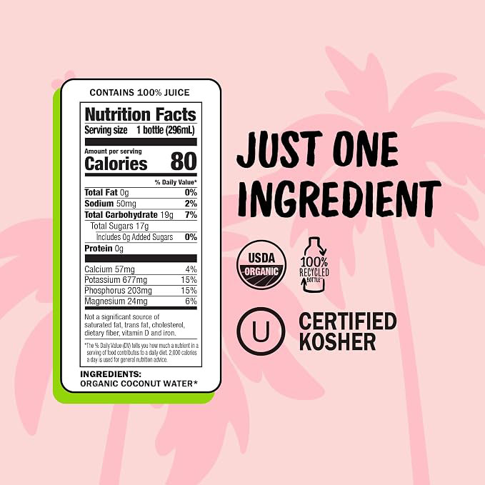 Organic Coconut Water – 100% Natural, No Additives, Natural Electrolyte Hydration