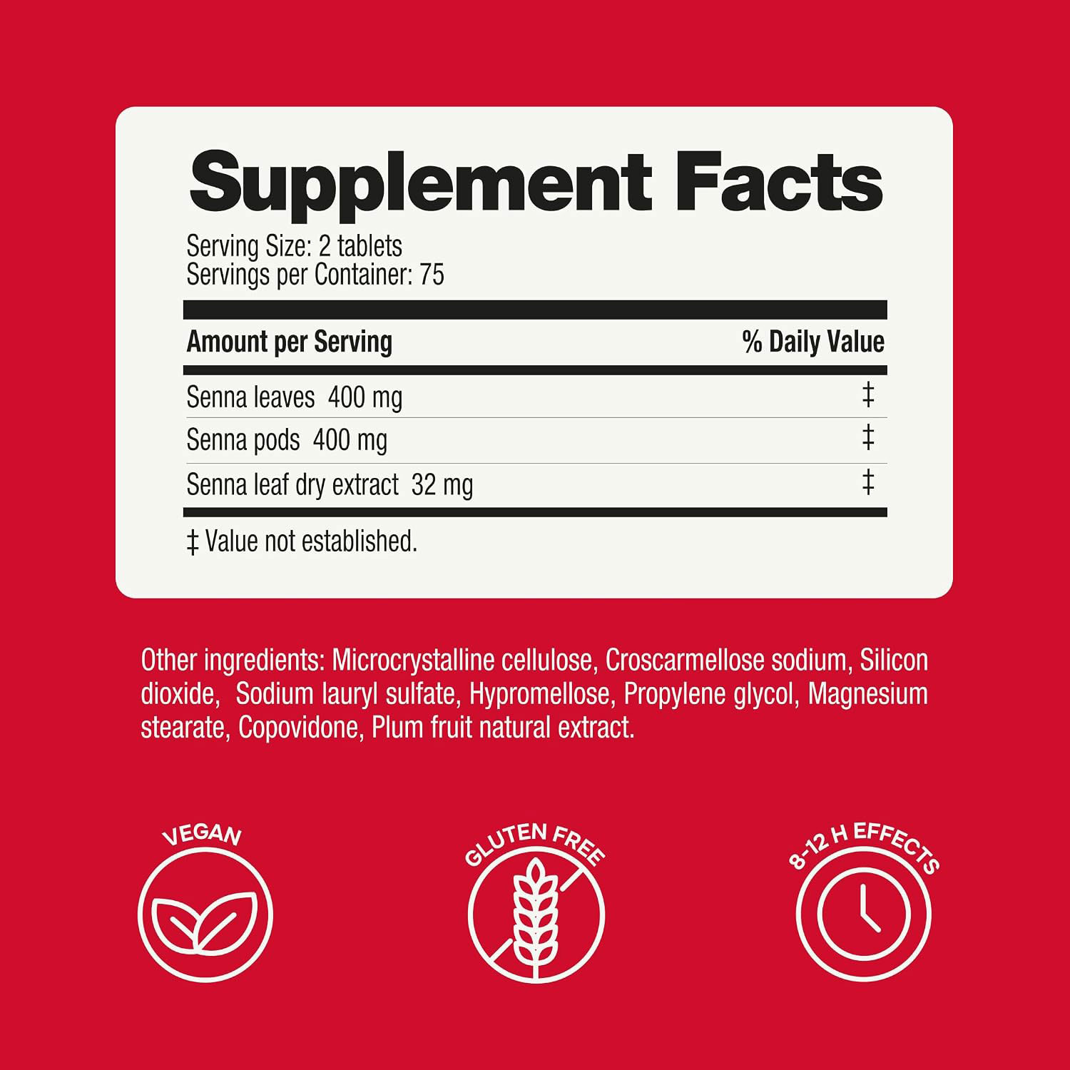 Regular-Strength Laxative Tablets | Overnight Relief for Occasional Constipation | Fast, Gentle Relief | Vegan