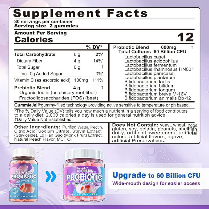 Probiotic Gummies for Adults | Daily Gut & Digestive Health Support,Supports Regularity,Supports a Healthy Gut Microbiome