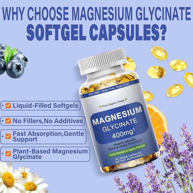 Magnesium Glycinate Supplement for Muscle, Heart, Sleep & Bone Health | Highly Absorbable Formula