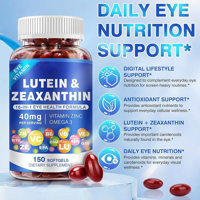 Lutein and Zeaxanthin Supplement - AREDS 2 Plus+ Eye Vitamins 40 mg Lutein & 8 mg Zeaxanthin