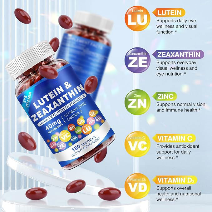 Lutein and Zeaxanthin Supplement - AREDS 2 Plus+ Eye Vitamins 40 mg Lutein & 8 mg Zeaxanthin