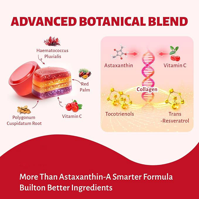 Astaxanthin Gummies | Sugar-Free Vegan Antioxidant Support with Vitamin C, Resveratrol & Tocotrienols