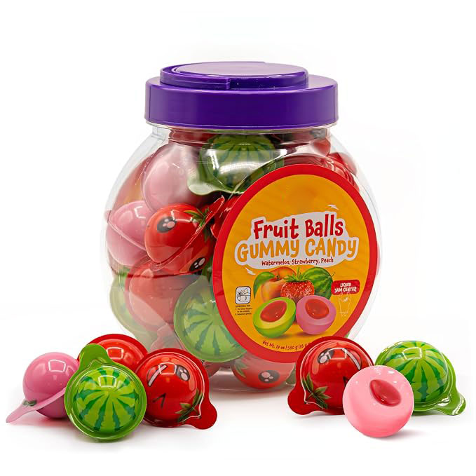 Fruit Gummy Balls Mix, Jelly Filled Gummies,Individually Wrapped | Assorted Flavors | Snack