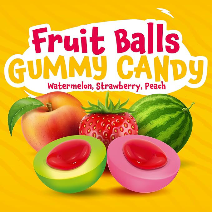 Fruit Gummy Balls Mix, Jelly Filled Gummies,Individually Wrapped | Assorted Flavors | Snack