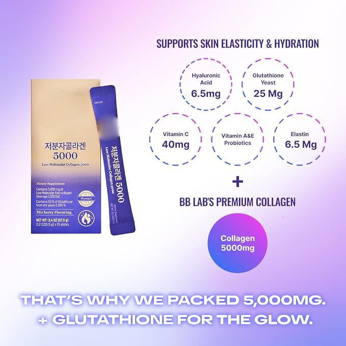 Low-Molecular Marine Collagen Peptides with Vitamin C, Fast-Absorbing Collagen Supplement for Skin Health & Antioxidant Support