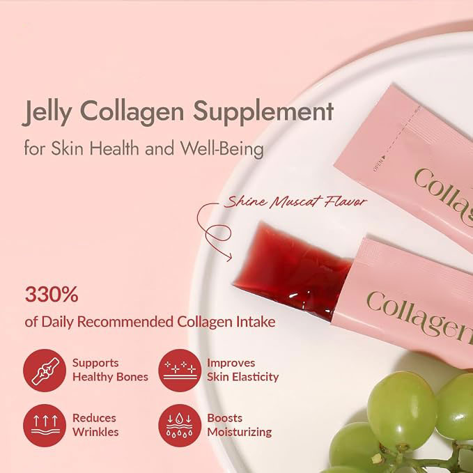 Collagen Jelly Snacks with Vitamin C, Hyaluronic Acid, Biotin & Glutathione | Skin Support
