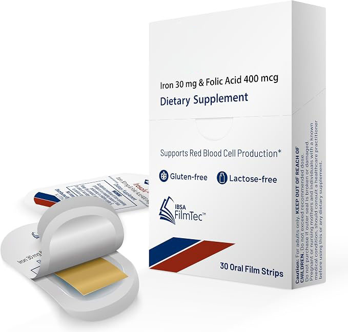 Iron Oral Dissolving Strips | Fast-Dissolving, No Water Needed | Energy & Wellness Support | Gentle on the Stomach