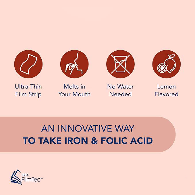 Iron Oral Dissolving Strips | Fast-Dissolving, No Water Needed | Energy & Wellness Support | Gentle on the Stomach