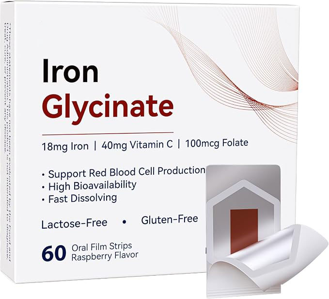 Fast-Dissolving Iron Oral Film Strips | No Water Needed | Supports Red Blood Cell Production, Energy & Daily Wellness | Gluten-Free, Lactose-Free, Non-GMO | Raspberry Flavor