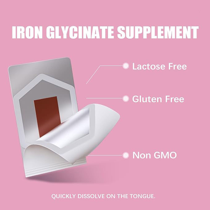 Fast-Dissolving Iron Oral Film Strips | No Water Needed | Supports Red Blood Cell Production, Energy & Daily Wellness | Gluten-Free, Lactose-Free, Non-GMO | Raspberry Flavor