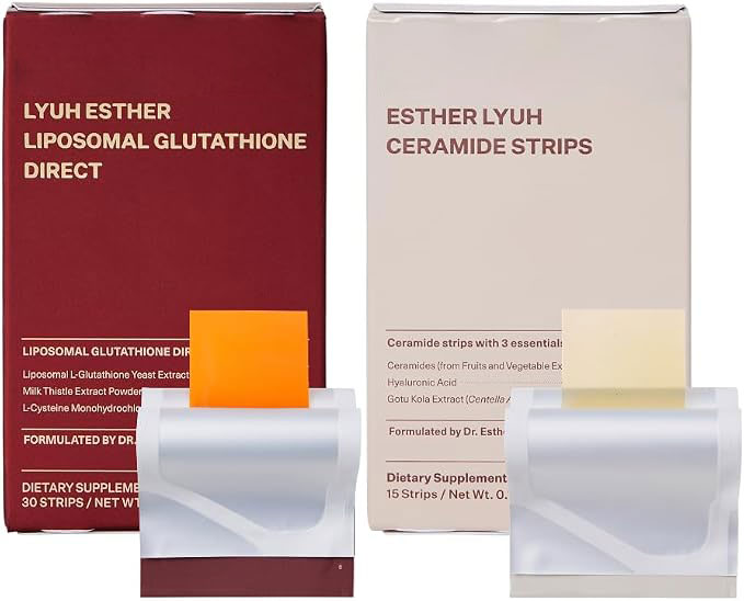 Glow & Defense Duo | Glutathione Sublingual Strips (30 Count) + Ceramide Strips (15 Count) | Fast-Dissolving | Skin Brightening, Hydration & Antioxidant Support