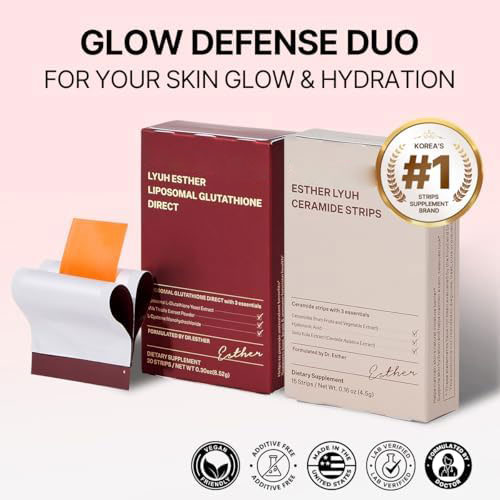 Glow & Defense Duo | Glutathione Sublingual Strips (30 Count) + Ceramide Strips (15 Count) | Fast-Dissolving | Skin Brightening, Hydration & Antioxidant Support