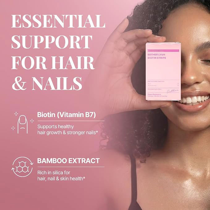 Biotin Oral Dissolving Strips with Bamboo Extract | Sugar-Free, Fast-Dissolving | Hair, Nail & Beauty Support
