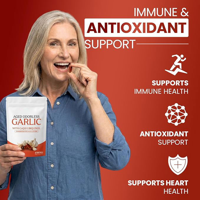 Aged Odorless Garlic Extract Softgels, 1,200 mg per Softgel | With CoQ10 Ubiquinol & Vitamin K2 (MK-7) | Dietary Supplement