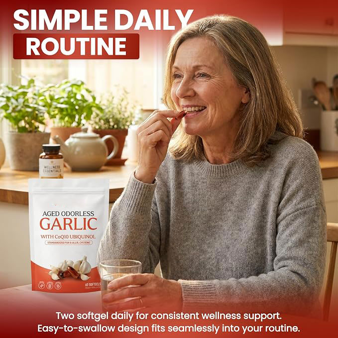 Aged Odorless Garlic Extract Softgels, 1,200 mg per Softgel | With CoQ10 Ubiquinol & Vitamin K2 (MK-7) | Dietary Supplement