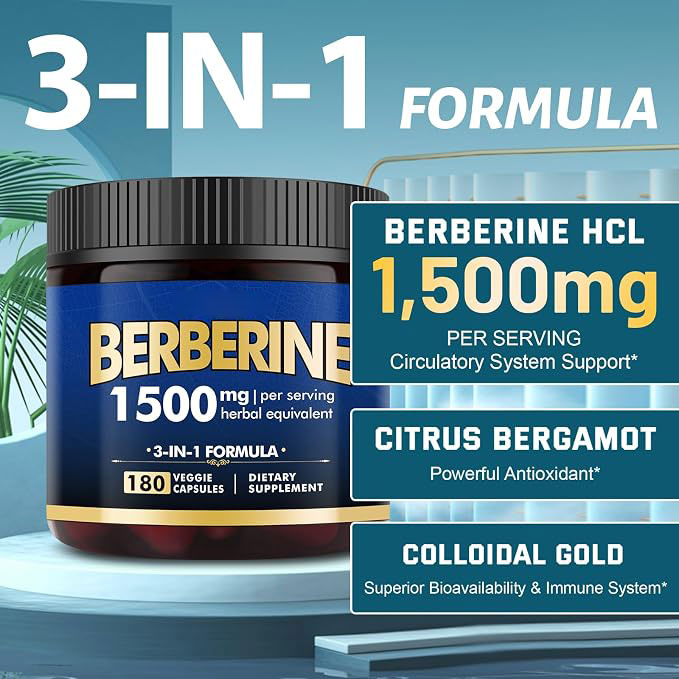 Berberine HCl Capsules | Digestive, Liver & Immune Support | Energy & Weight Management Support
