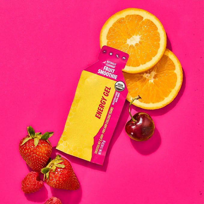 Organic Fruit Smoothie Energy Gel for Running, Exercise & Sports Performance | Gluten-Free, Caffeine-Free | Pre-Workout and Intra-Workout Nutrition