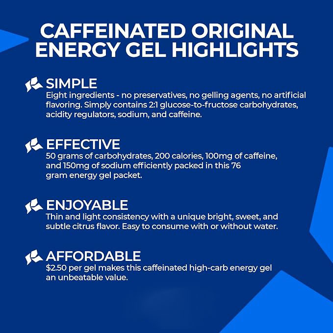 Caffeinated Energy Gel | Vegan, Gluten-Free & Preservative-Free | Sports Fuel for Endurance, Cycling & Running
