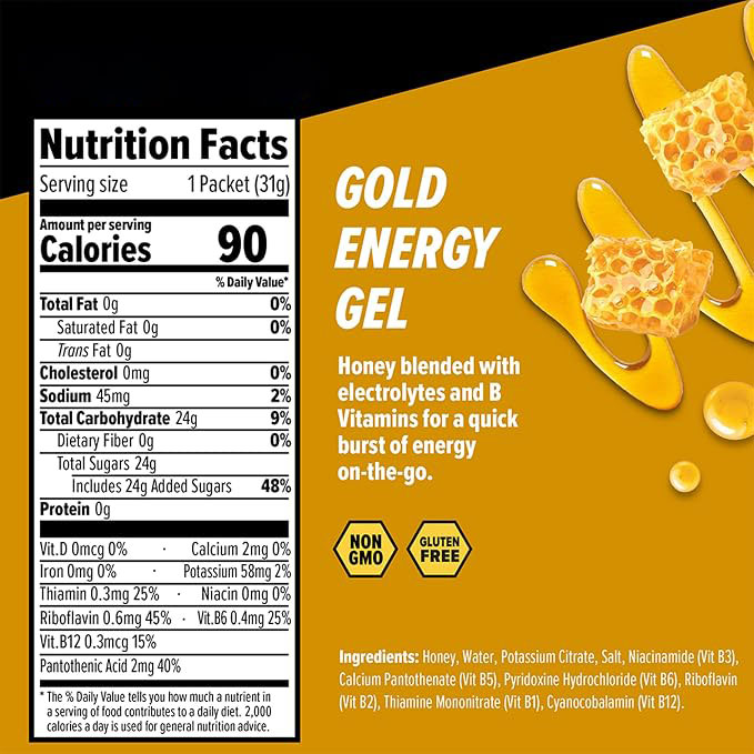 Gluten-Free, Caffeine-Free Energy Gel | Sports Fuel for Running, Workouts & Endurance Training | Pre-Workout & During-Workout Nutrition