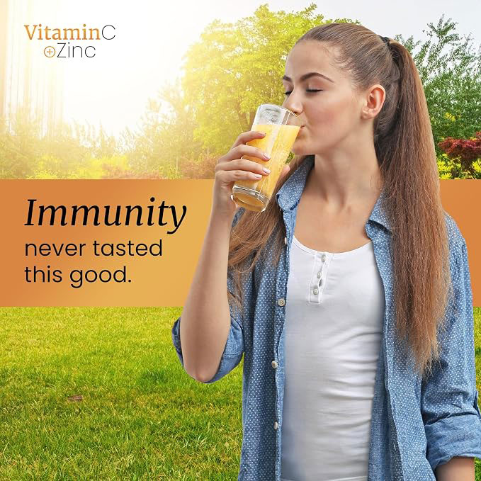 Vitamin C 1000 mg Effervescent Tablets with Zinc | High-Potency Immune Support | Sugar-Free & Vegan | Easy Daily Vitamin C Supplement